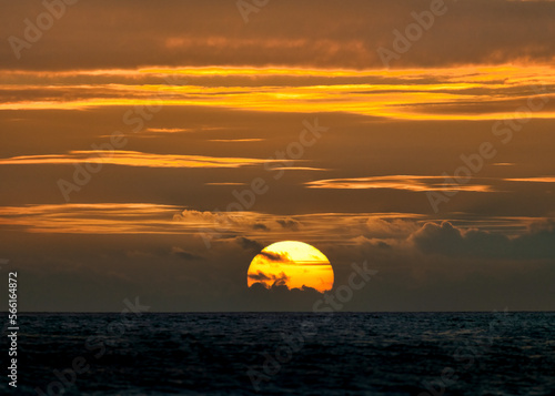 Scenic view of orange sky at sunset, Pembrokeshire, Wales photo