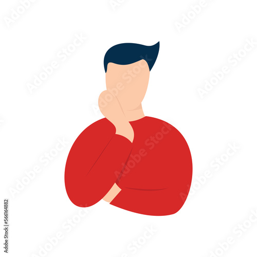 Worried expression Flat people characters work at home design illustration.