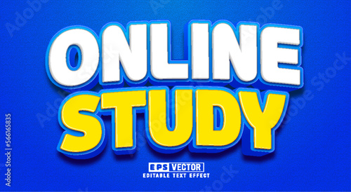 Online study 3d editable text effect vector template