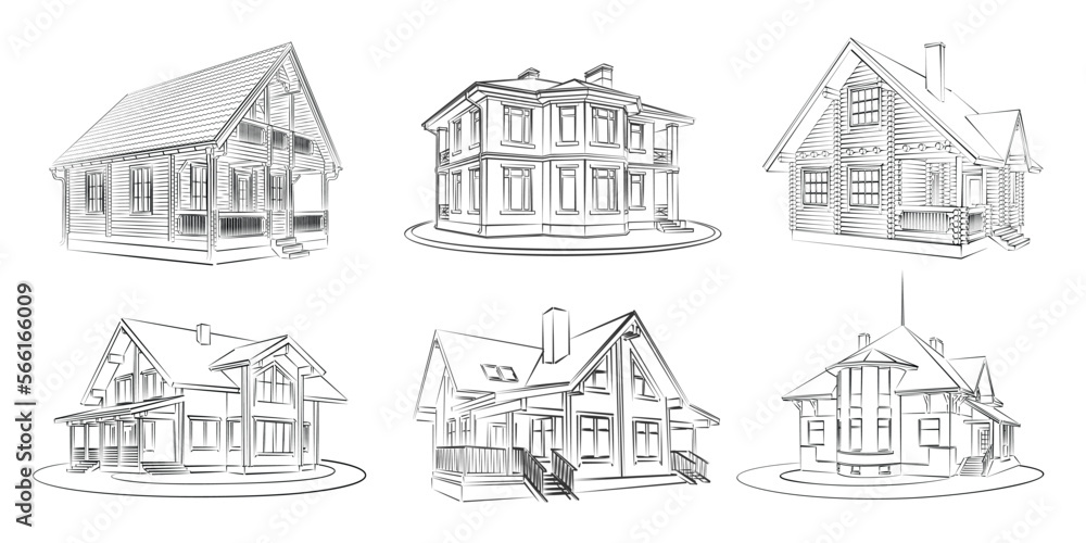 The set sketches of cottages.
