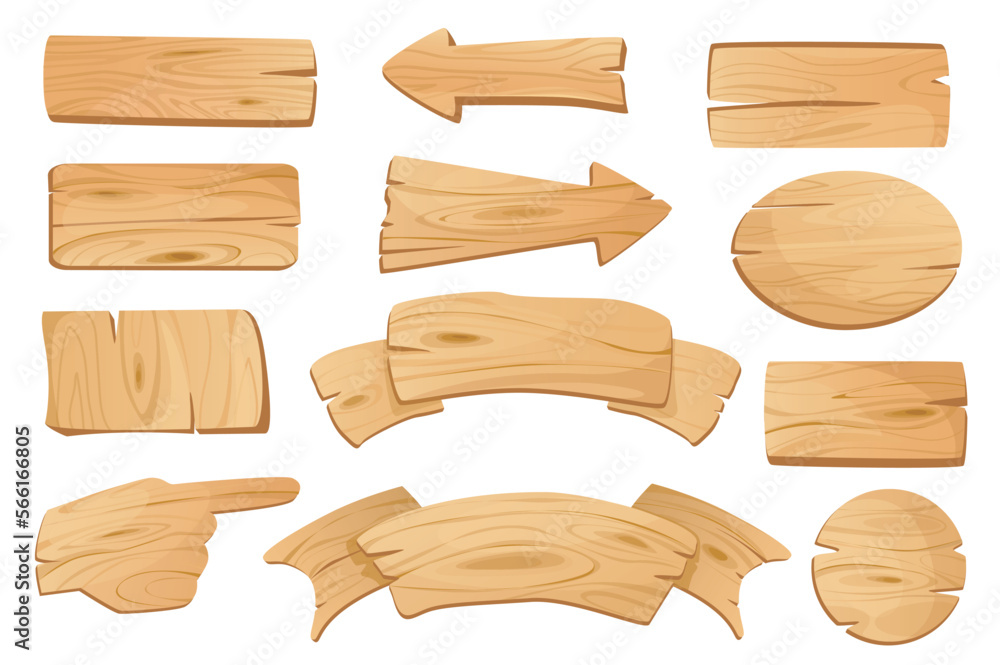 Wooden banners set graphic elements in flat design. Bundle of empty cartoon plaques, arrows guidepost, billboards, direction signposts and pointers templates. Vector illustration isolated objects Wooden banners set graphic elements in flat design. Bundle of empty cartoon plaques, arrows guidepost, billboards, direction signposts and pointers templates. Vector illustration isolated objects