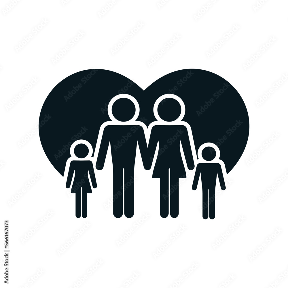 Family care Silhouette Vector. Father , mother, daughter and son in heart. Family care Silhouette Vector. Father , mother, daughter and son in heart.