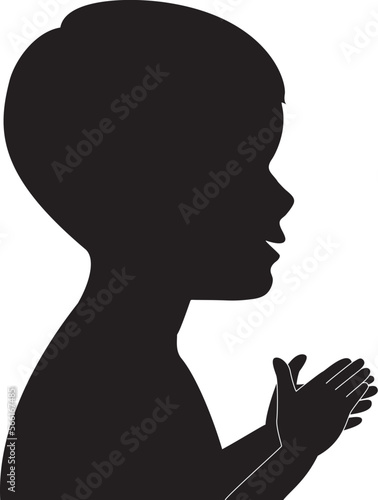 手を洗う男の子の横顔シルエット
