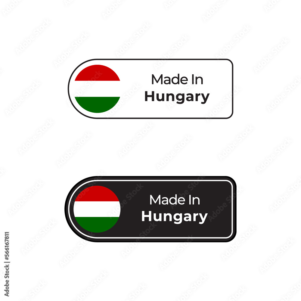 Made in Hungary vector label with Hungarian flag in two different styles Made in Hungary vector label with Hungarian flag in two different styles