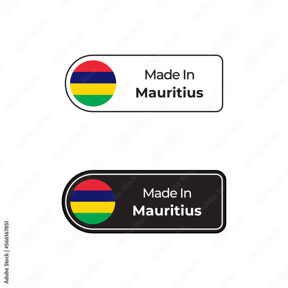 Fototapeta premium Made in Mauritius labels design set with flag and text in two different style