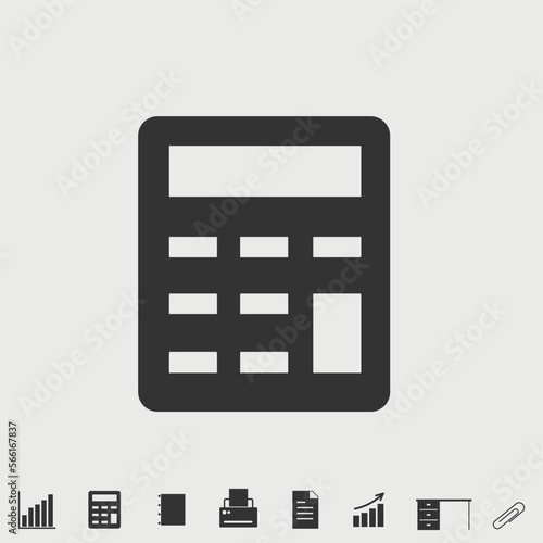 calculator vector solid art icon isolated on white background.  filled symbol in a simple flat trendy modern style for your website design, logo, and mobile app