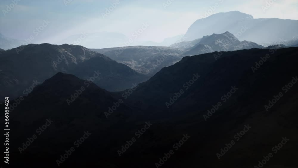 desert landscape of the Pamir Mountains in fog desert landscape of the Pamir Mountains in fog