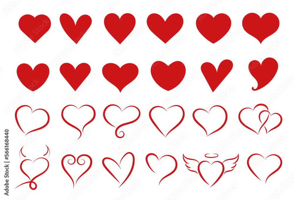 Set of hearts, symbol of love, valentine's day Set of hearts, symbol of love, valentine's day