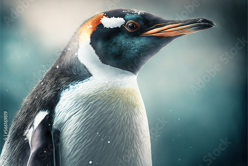 Portrait of a penguin on a black background. generative ai photo