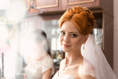 Portrait of a Charming Bride in the Room