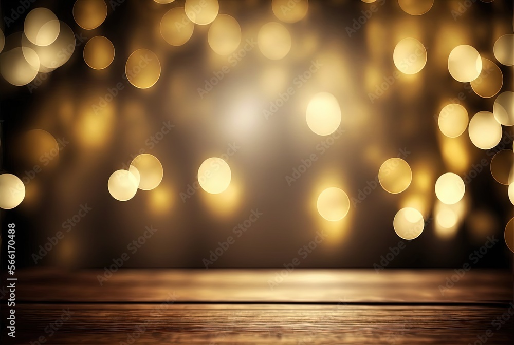 abstract gold background with blur bokeh light,  glitter glow magical moment luxury atmosphere on ground stage, Generative Ai
