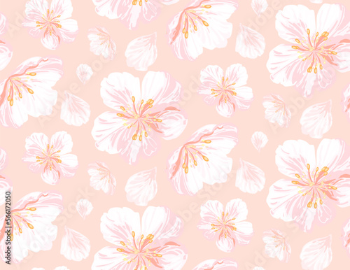 Wallpaper Mural Cherry blossom pink seamless pattern Torontodigital.ca