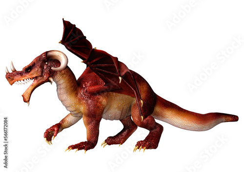 3D Rendering Fairy Tale Dragon on White