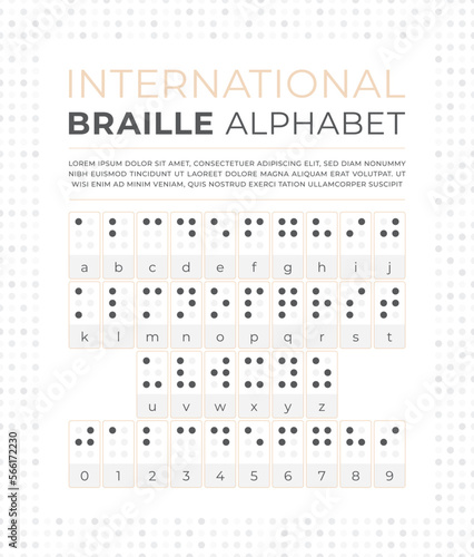 Vector international braille code alphabet. Isolated on white background.