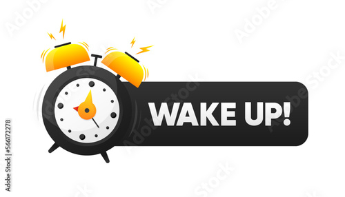 Alarm clock. Wake up time. Loud signal to wake up in the morning. Getting up in the morning or waking up. Mechanical signaling bell. Vector illustration.