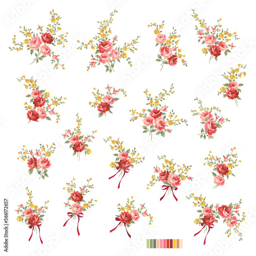 Beautiful rose illustration material collection,