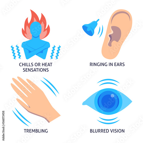 Stress and anxiety symptoms icon set