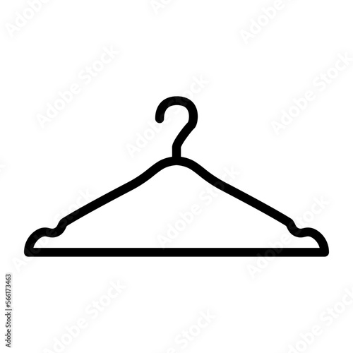 Hanger, clothes rack symbol. Cloakroom pictogram. Wardrobe sign. Vector line icon, isolated on a white background.