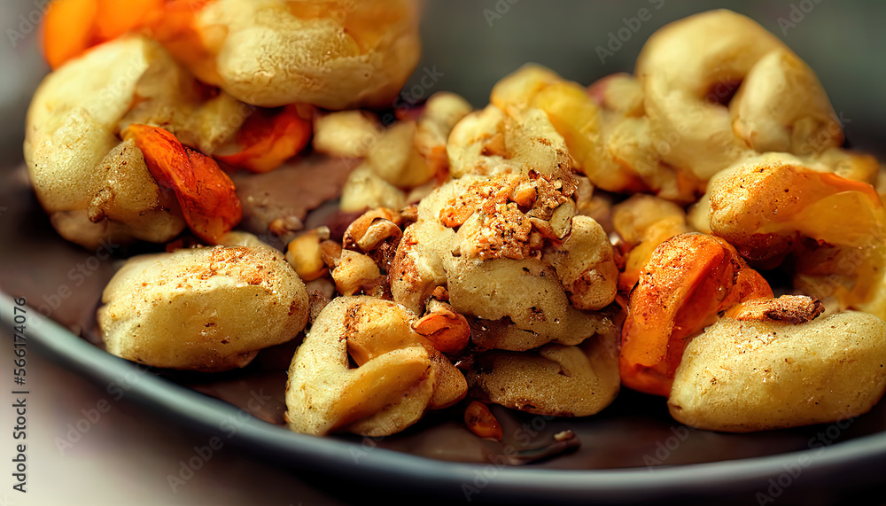 Close up of cashew nuts roast