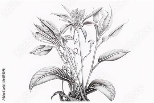 the Chinese cordyceps (ascomycete fungi). Botanical drawing in white ink on plain paper. best treatment Generative AI photo