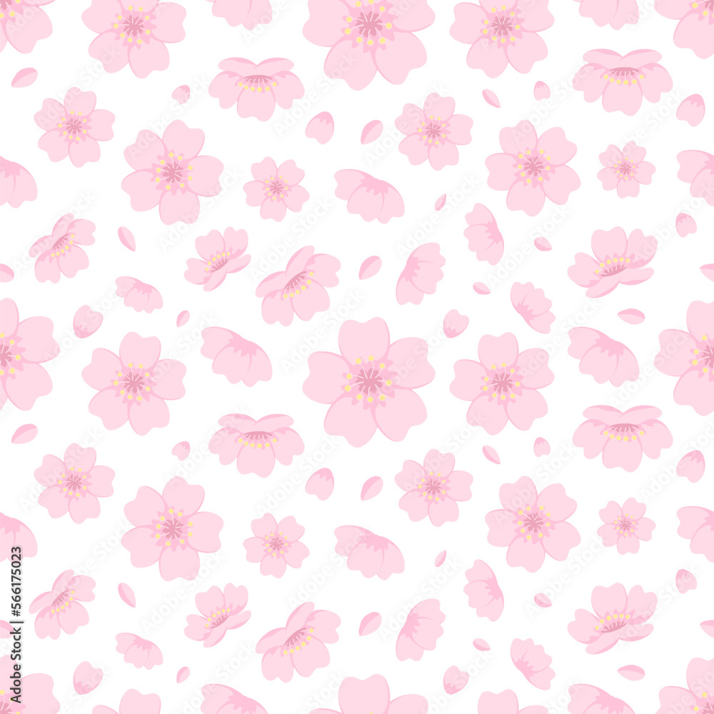 Cherry blossom seamless pattern. Japanese flower pattern vector background.