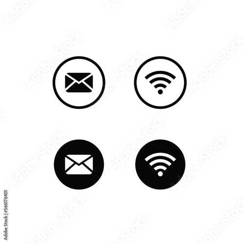 simple vector line icons collection of wifi technology and mail for any purpose. Web design, mobile app.