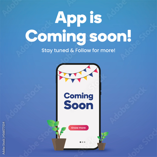 App coming soon. Mobile application launch post Join Us, Log in now. Apps launch. Use our app and get a discount. Download the app. App launch marketing. Announcement, Use now, Get discount, know more