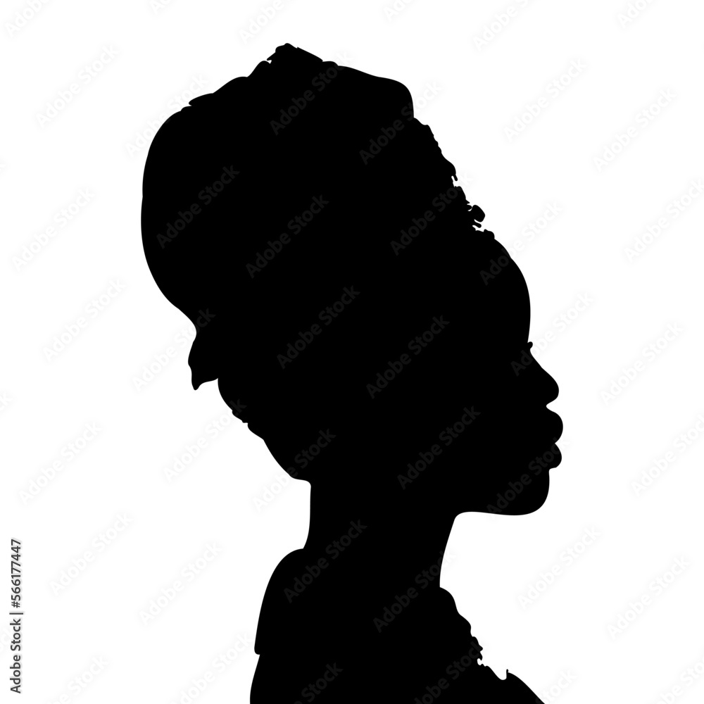 black african american woman facing sideways silhouette vector black african american woman facing sideways silhouette vector
