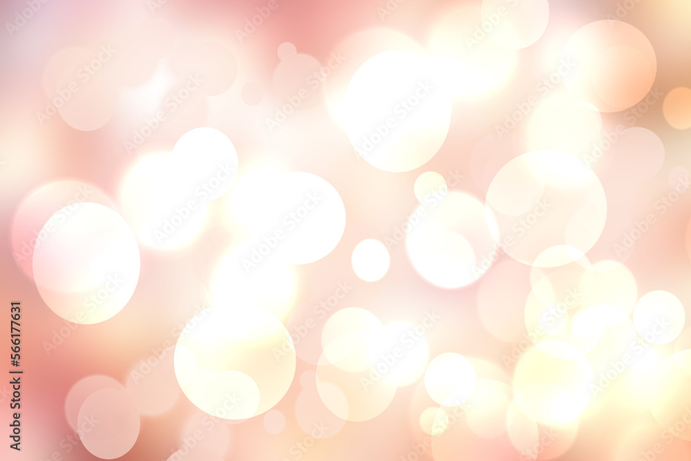 Obraz premium Abstract blurred fresh vivid spring summer light delicate pastel pink white yellow bokeh background texture with bright circular soft color lights. Beautiful backdrop illustration.