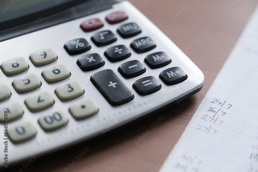 calculator on the table
