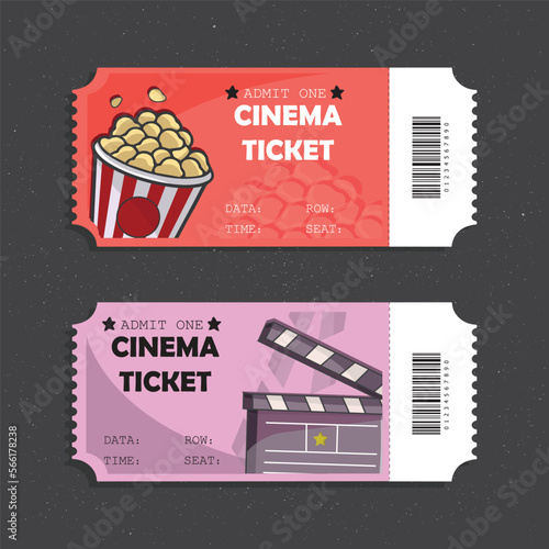 Free Vector Cartoon Cinema Tickets Illustration Set