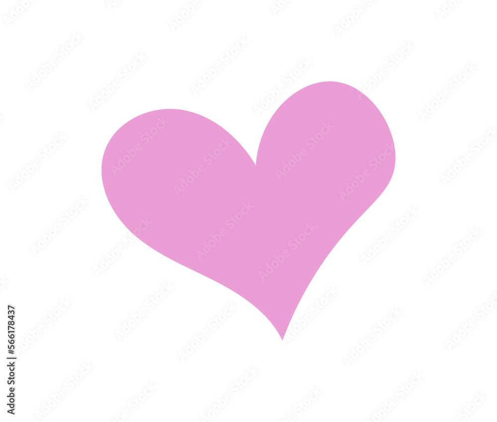 Heart, Symbol of Love and Valentine's Day. Flat pink Icon Isolated on White Background. Hand drawn vector illustration.	