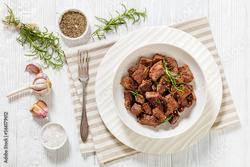 seared juicy new york strip steak bites