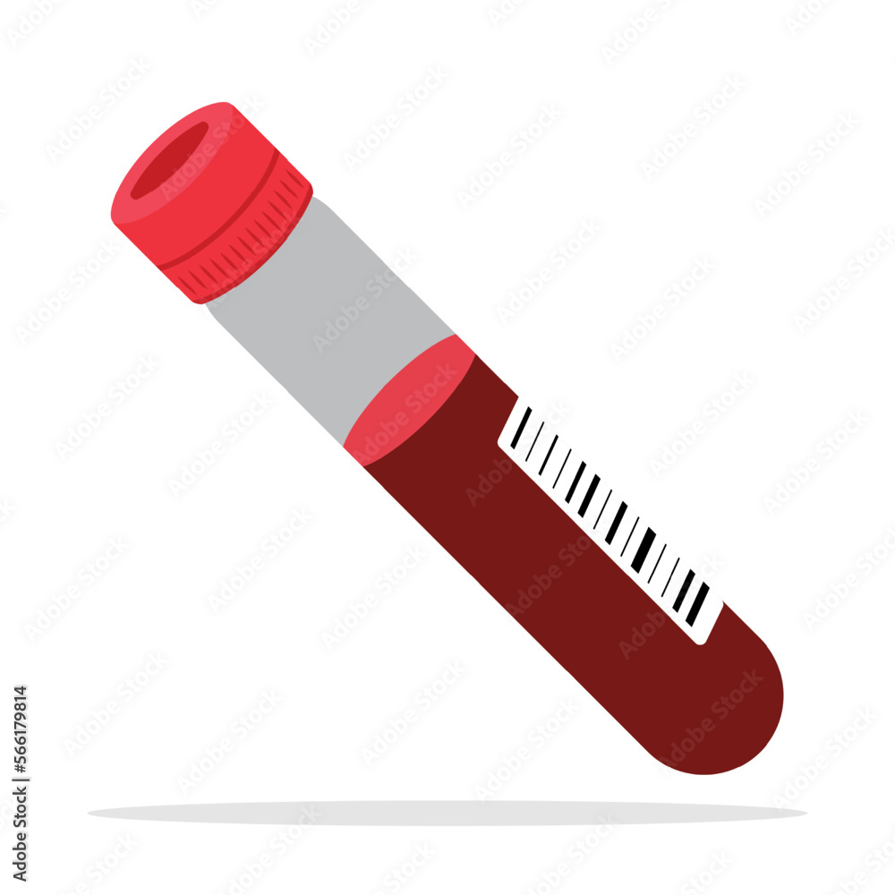 Blood test tube. Blood collection tube. Vecor icon. Donor and blood