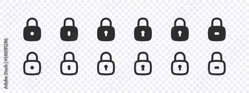 Icons of locks. A set of locks with different wells. Vector images