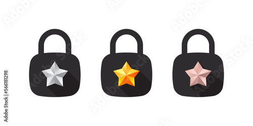lock symbols. Lock Icons. Icons of locks with stars. Vector images