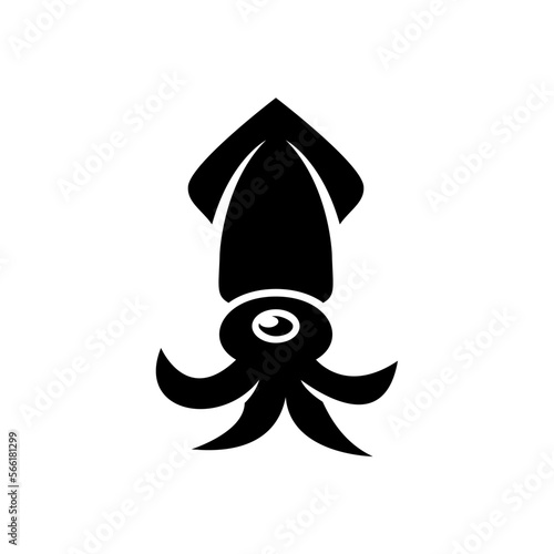 cute squid silhouette vector and symbol