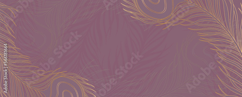 Horizontal banner with peacock feathers. Luxury and beautiful decoration design for text background. Modern transparency wallpaper.
