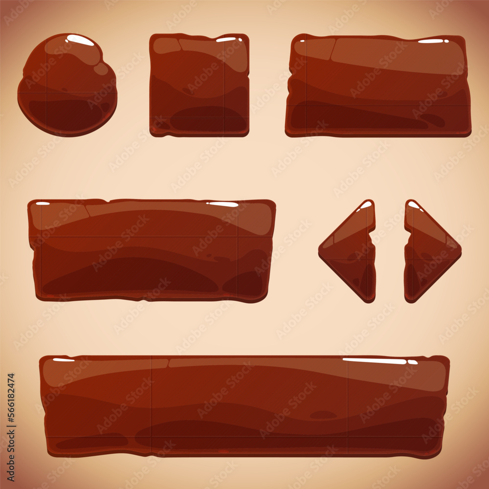 Set of seven buttons for user interface design Templates in the form