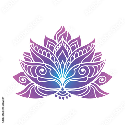 Ornamental  lotus flower pattern. Decoration in oriental, Indian style.