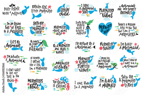 Set of inspirational quotes about mermaids.