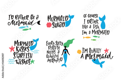 Set of inspirational quotes about mermaids.