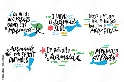Set of inspirational quotes about mermaids.