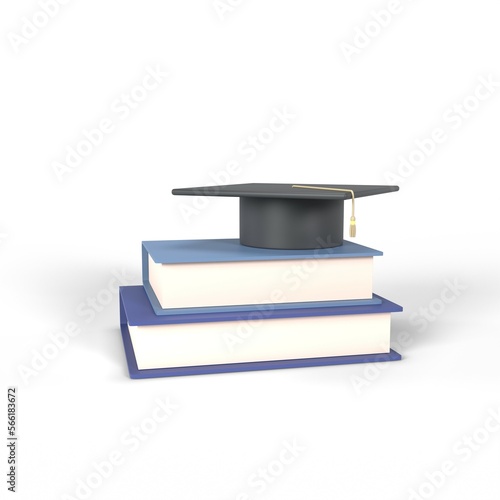 Back to school on white background. Education concept 3D render