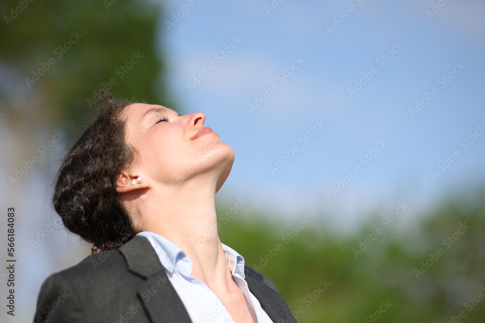 Businesswoman breathing Businesswoman breathing