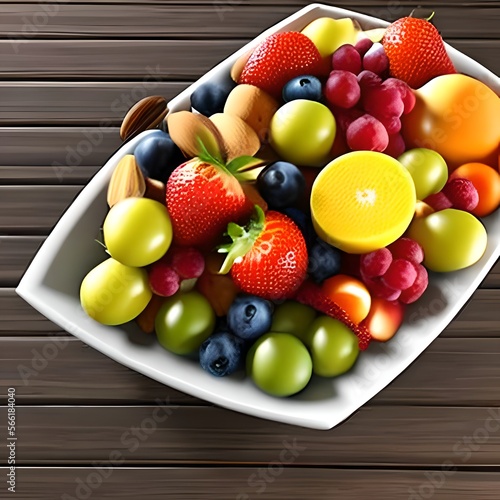 Fruit fresh mixed tropical fruit salad. Bowl of healthy fresh fruit salad - diet and fitness