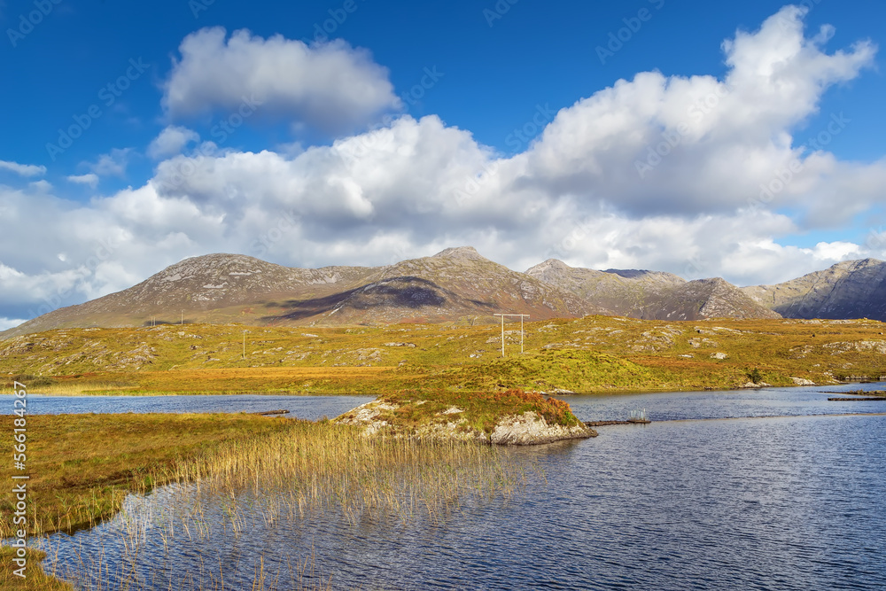 Landscape with lake in Galway county, Ireland