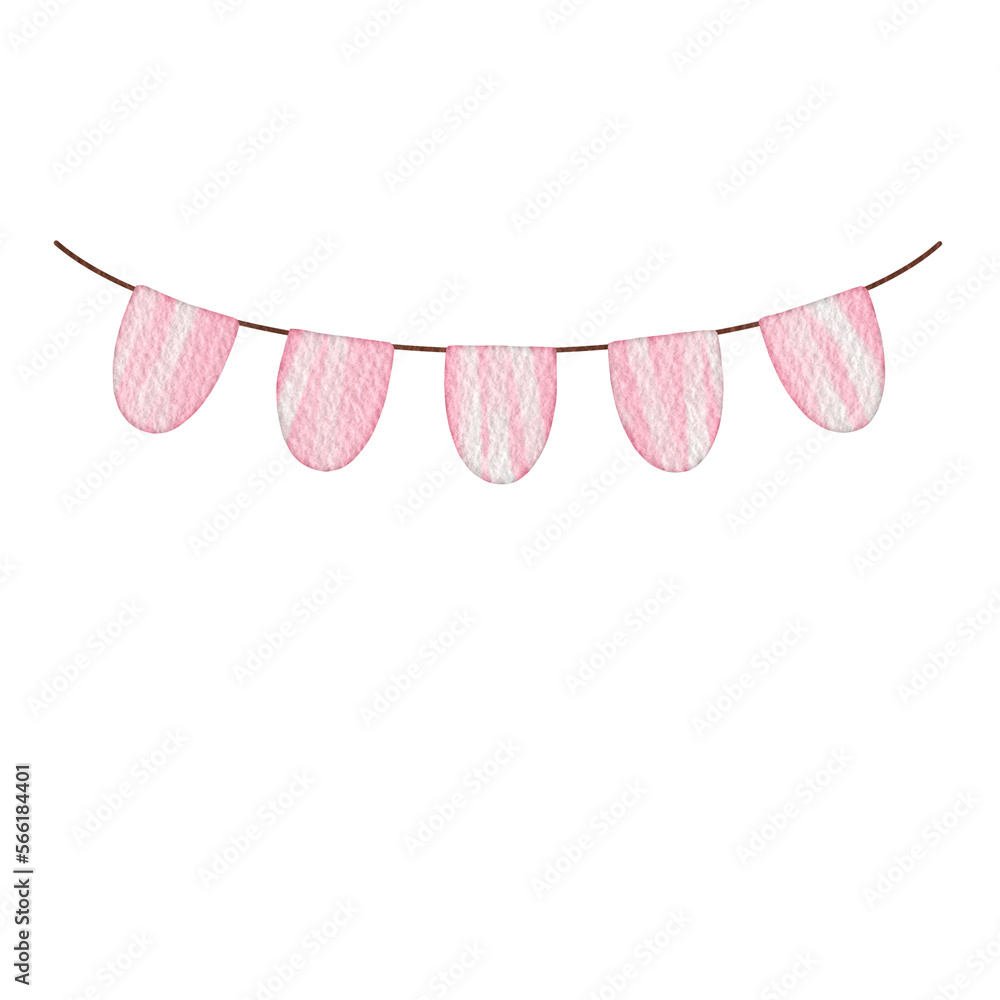 Watercolor pink pennants Party flag.	
