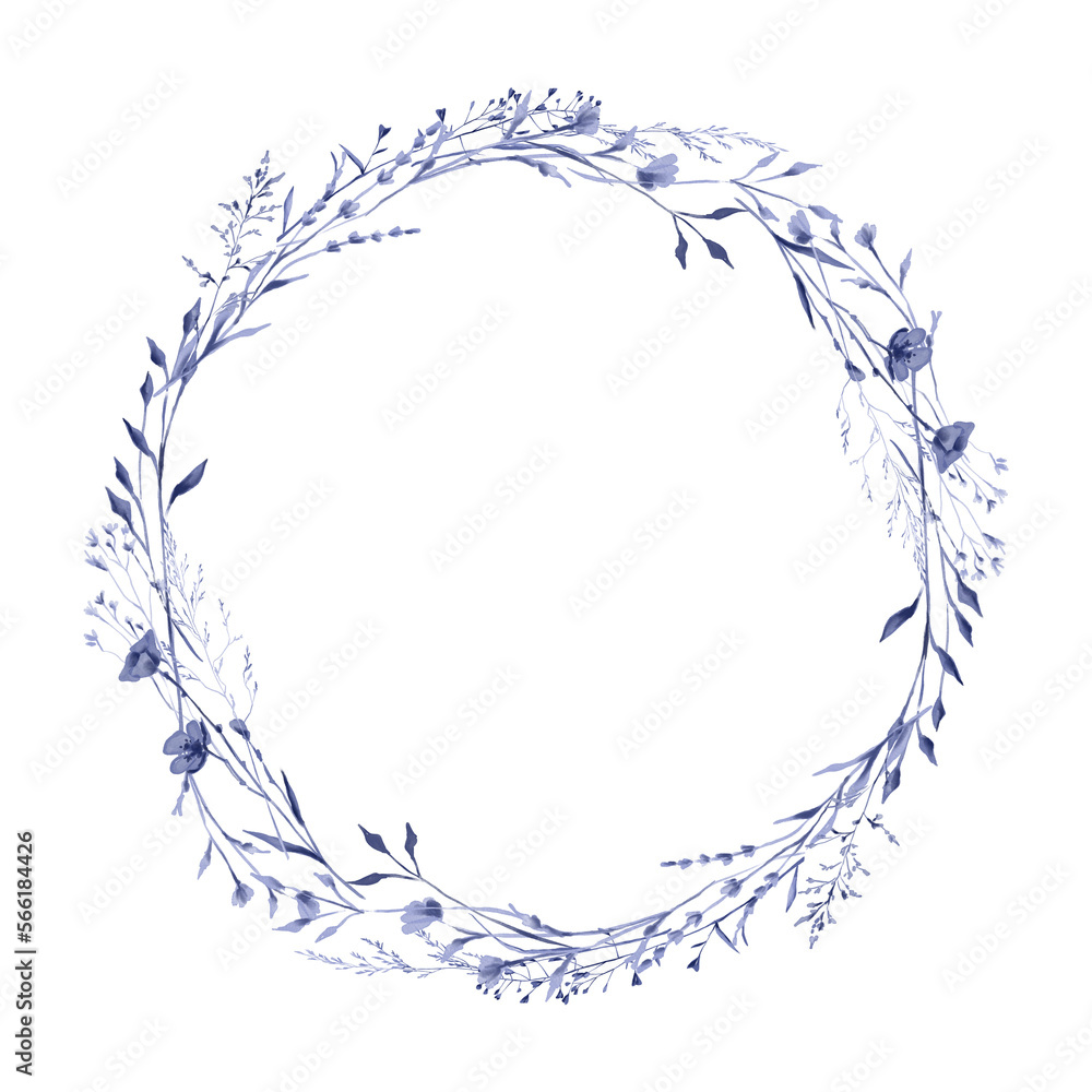Navy blue watercolor floal wreath Navy blue watercolor floal wreath