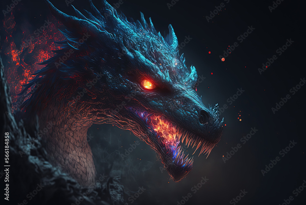 Incredibly beautiful dark dragon. Generative AI. Incredibly beautiful dark dragon. Generative AI.